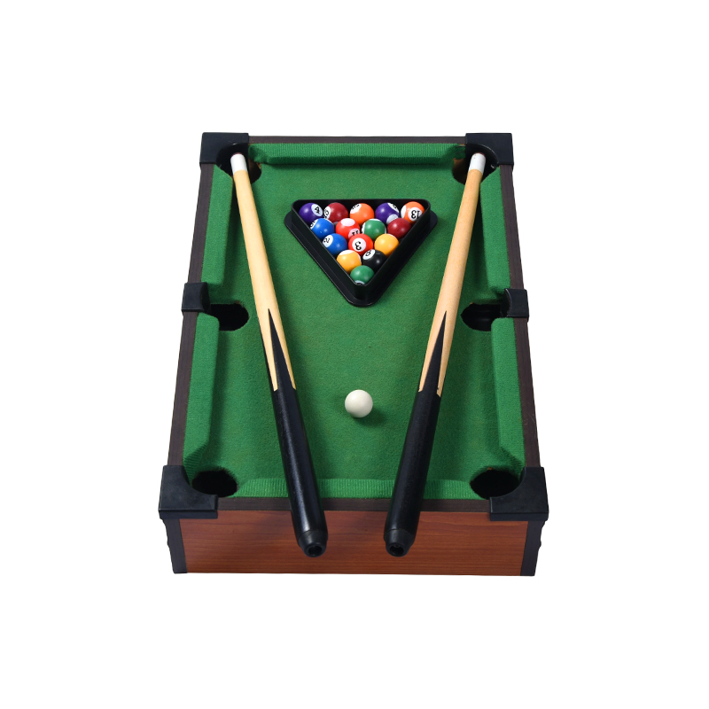Mini Desktop Pool Table - Compact Billiards Set with Triangle Rack, Cues, and Balls