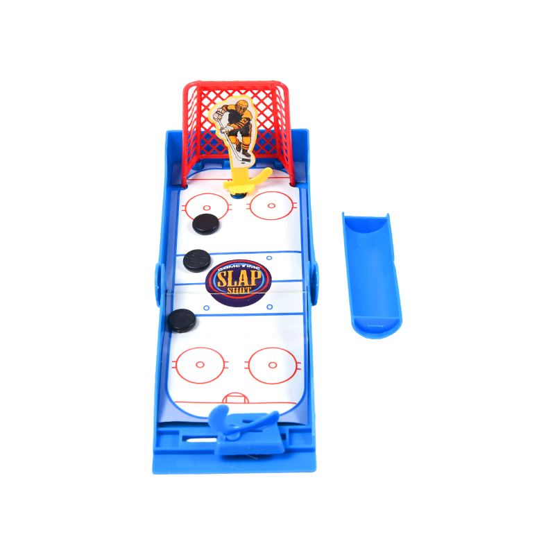 Compact Desktop Ice Hockey with Spring-Loaded Launcher Slap Shot Mini Hockey Game
