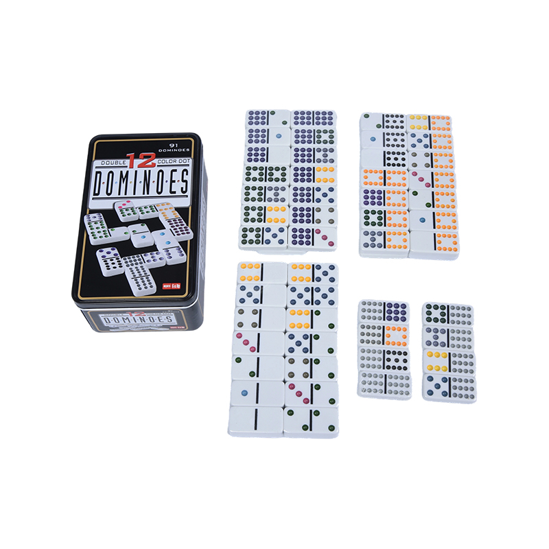 Wooden Display Stand - Collectible Art Set Colorful Dominoes Set with