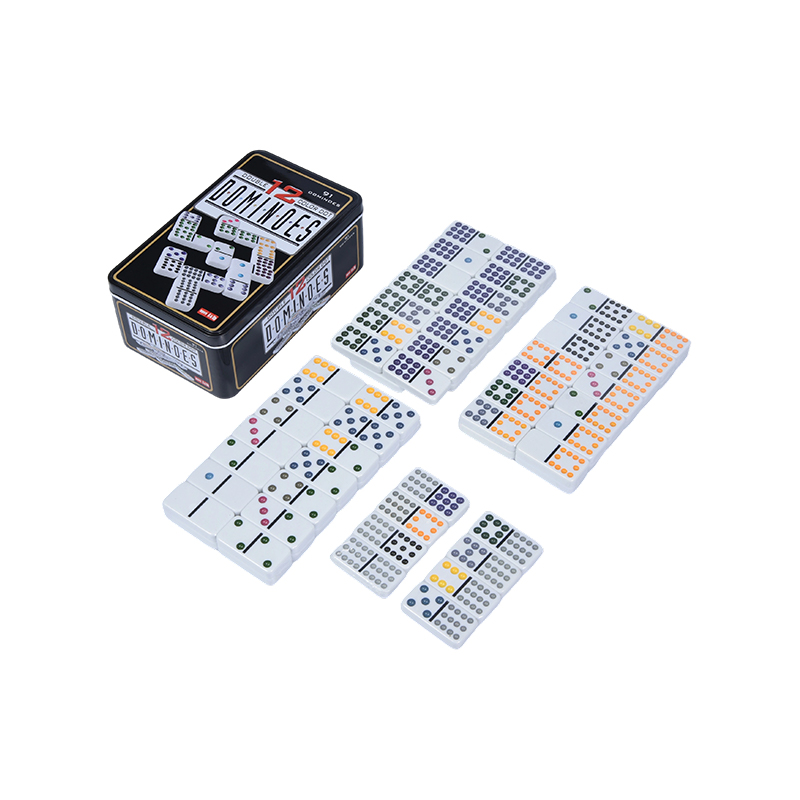 Wooden Display Stand - Collectible Art Set Colorful Dominoes Set with