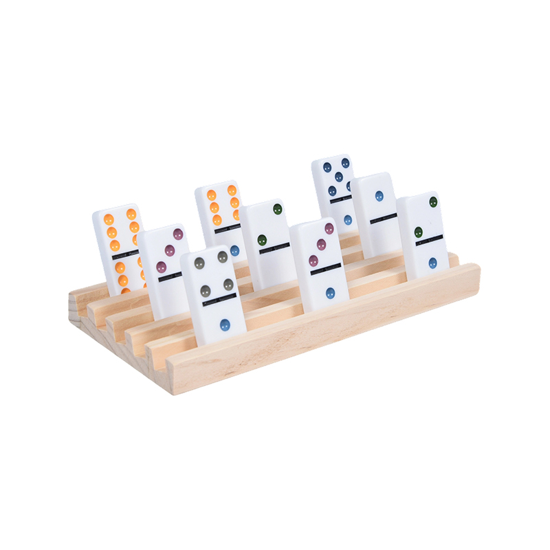 Colorful Dot Patterns with Organized Display Wooden Domino Rack Set