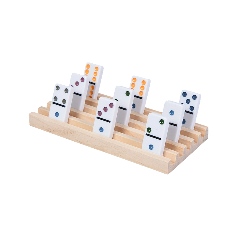 Colorful Dot Patterns with Organized Display Wooden Domino Rack Set