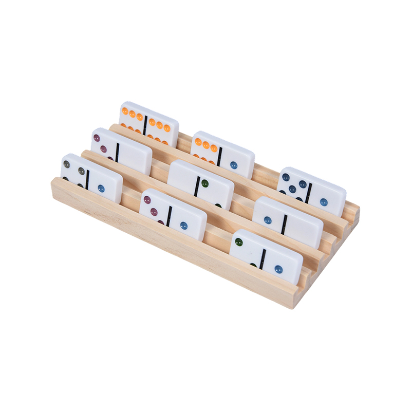 Colorful Dot Patterns with Organized Display Wooden Domino Rack Set
