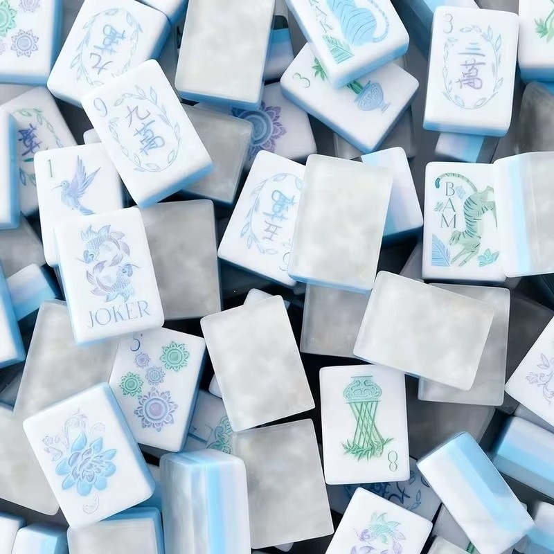 Ice Blue 4-Layer Acrylic American Mahjong Set